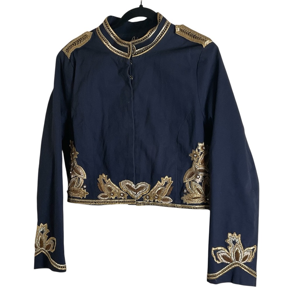 Embroidered Navy Blue Utility Jacket - Picture 15 of 15